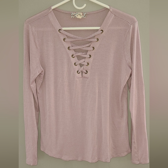 Pink Republic shirt with tie on top half size large‎ purple lilac - Picture 2 of 6